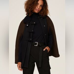 PLAN C Roll-neck Wool Cape Jacket In Brown Sz 38 = US 4